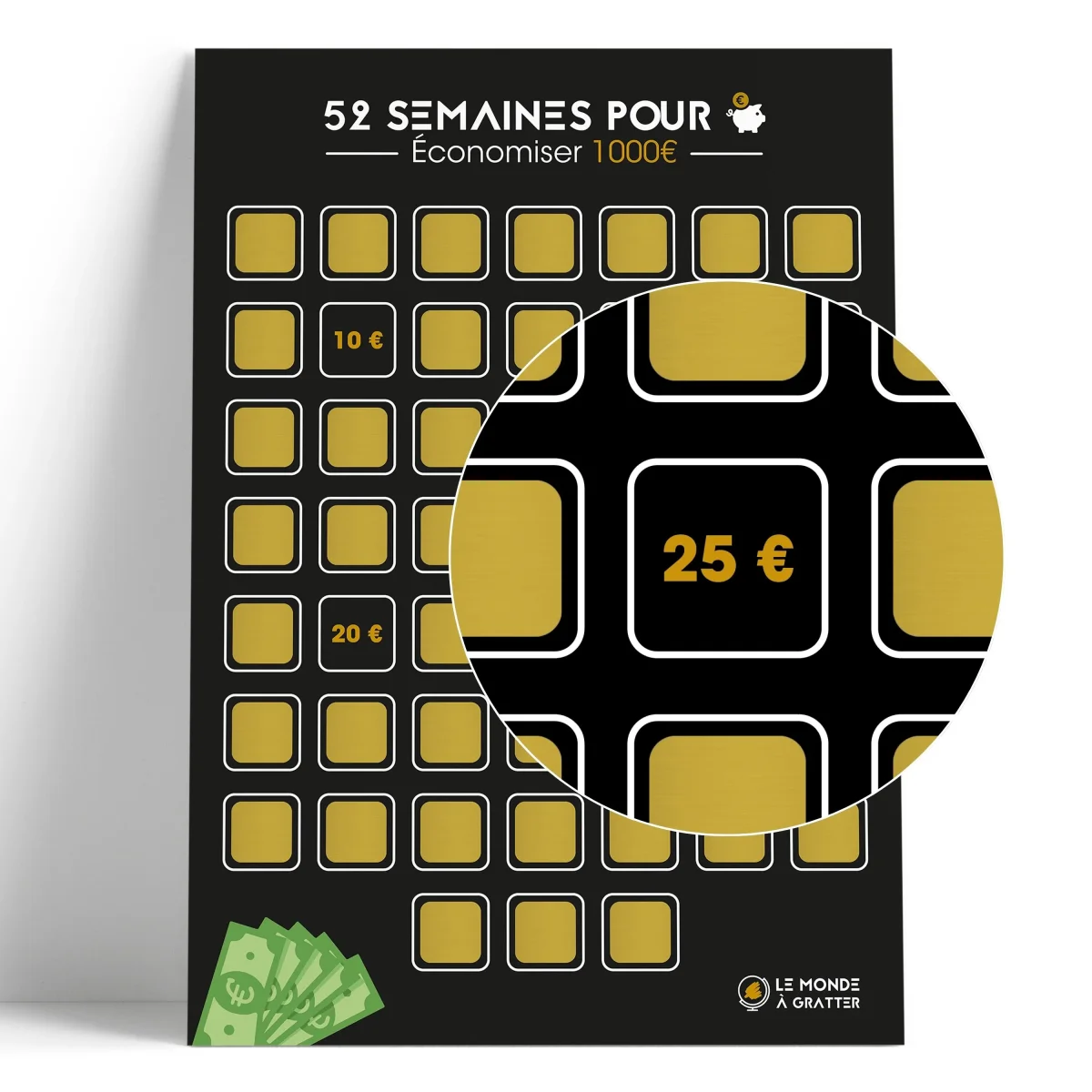 52 semaines pour épargner 1000€ – Poster à gratter